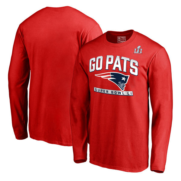 New England Patriots Pro Line by Fanatics Branded Super Bowl LI Bound Go Long Sleeve T-Shirt - Red